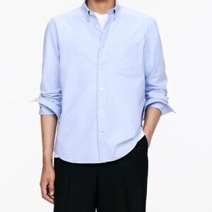 NEW Arket Light Blue Regular Fit Cotton Oxford Long Sleeve Button Shirt